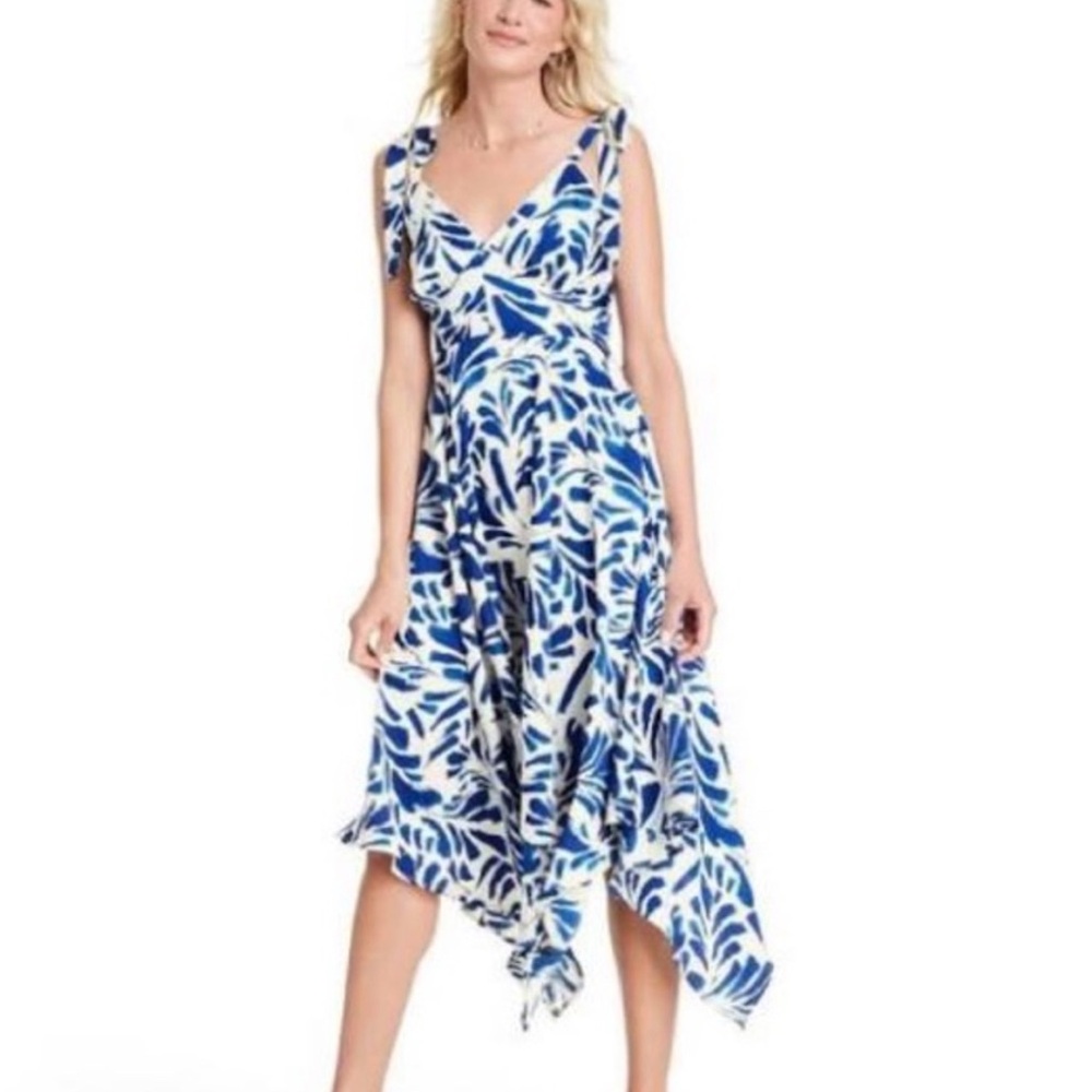 ALEXIS Blue and White Patterned Women's Dress